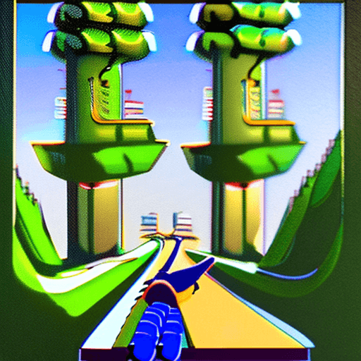 AI generated: Lofi Futuristic Cityscape Anime Poster with Hanging Gardens
