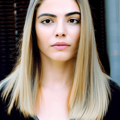 AI generated: a women with straight long hair , perfect jawline, dark brown eyes