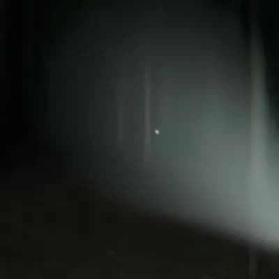 AI generated video: A handheld found-footage horror video at night in a dark forest, filmed with a shaky old camcorder. ...