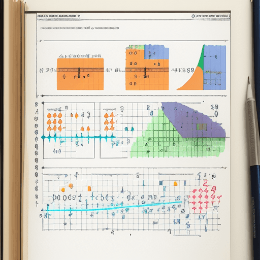AI generated: Illustration of numbers, math simbols, statistical process control charts, composing a machine, colo...