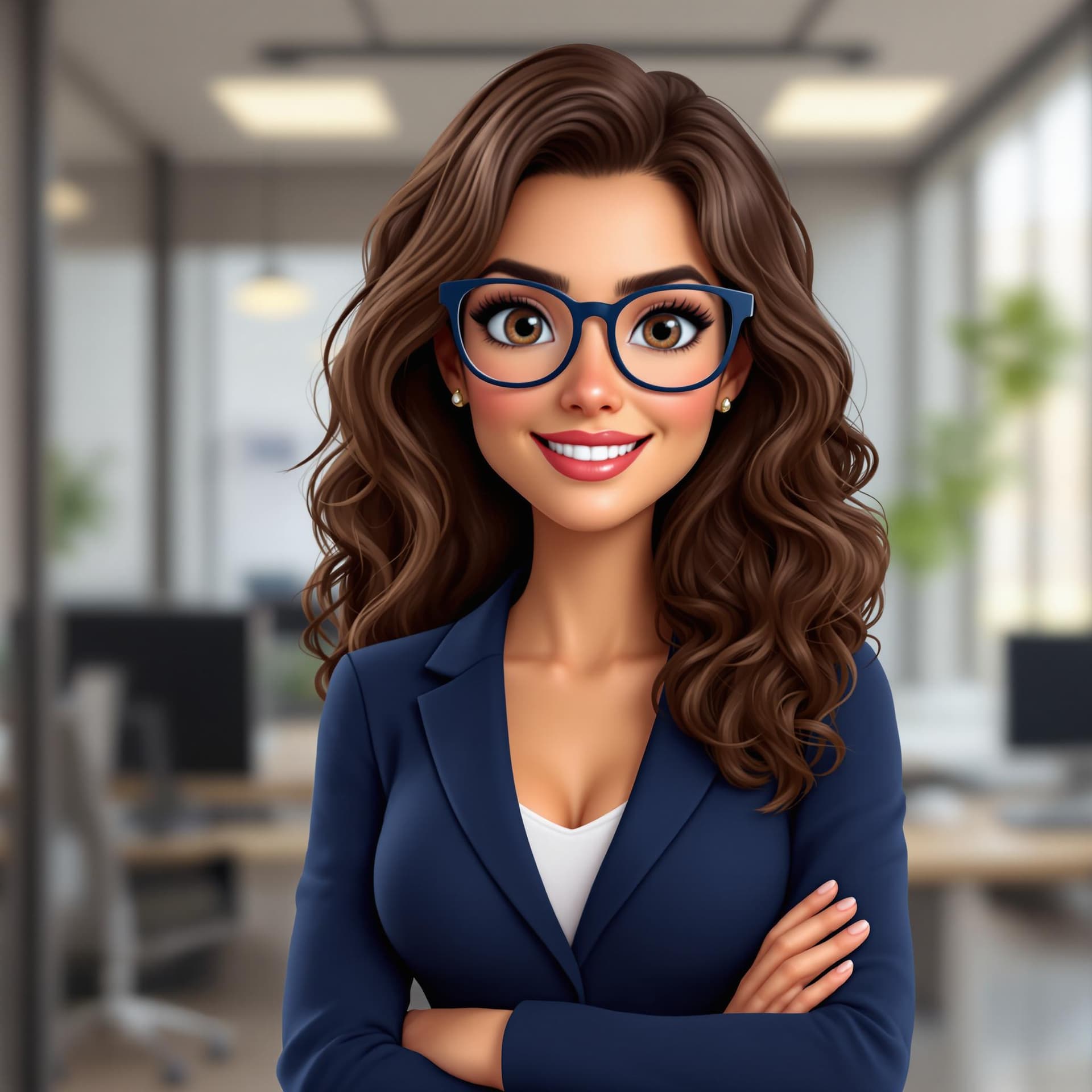 AI generated: A virtual avatar of an attractive woman in late forties with long brown Hydrate Naturally Curly  hai...