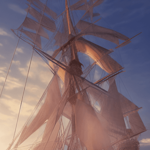 AI generated: Photo of a ultra realistic sailing ship, dramatic light, pale sunrise, cinematic lighting, battered,...