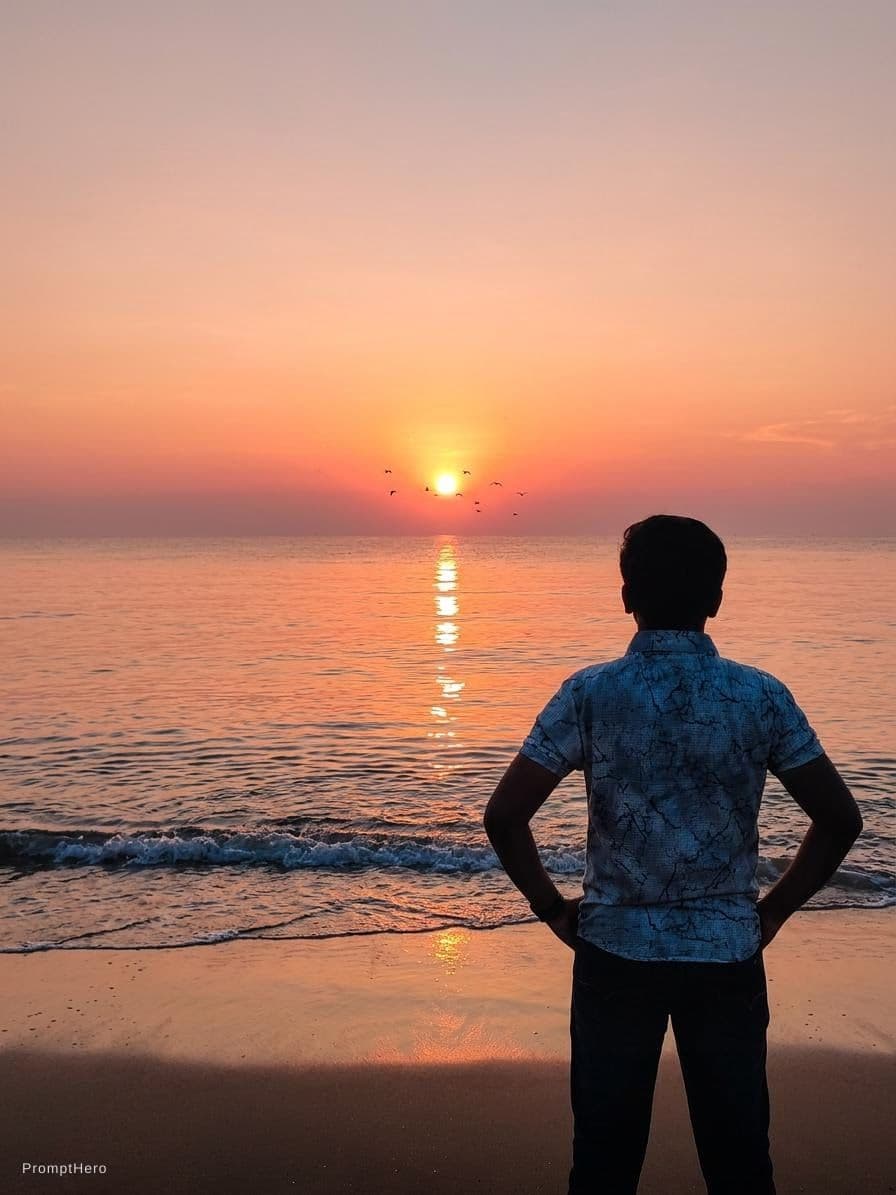 AI generated: The Sun rising on the horizon of the ocean