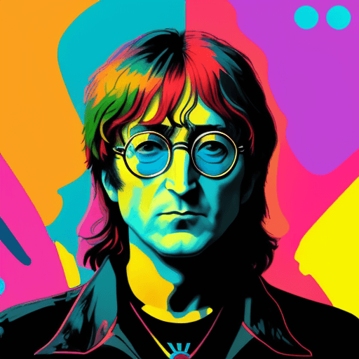 AI generated: Create a striking and bold image of John Lennon deep in thought, portrayed in a Neo-Pop Art style. C...