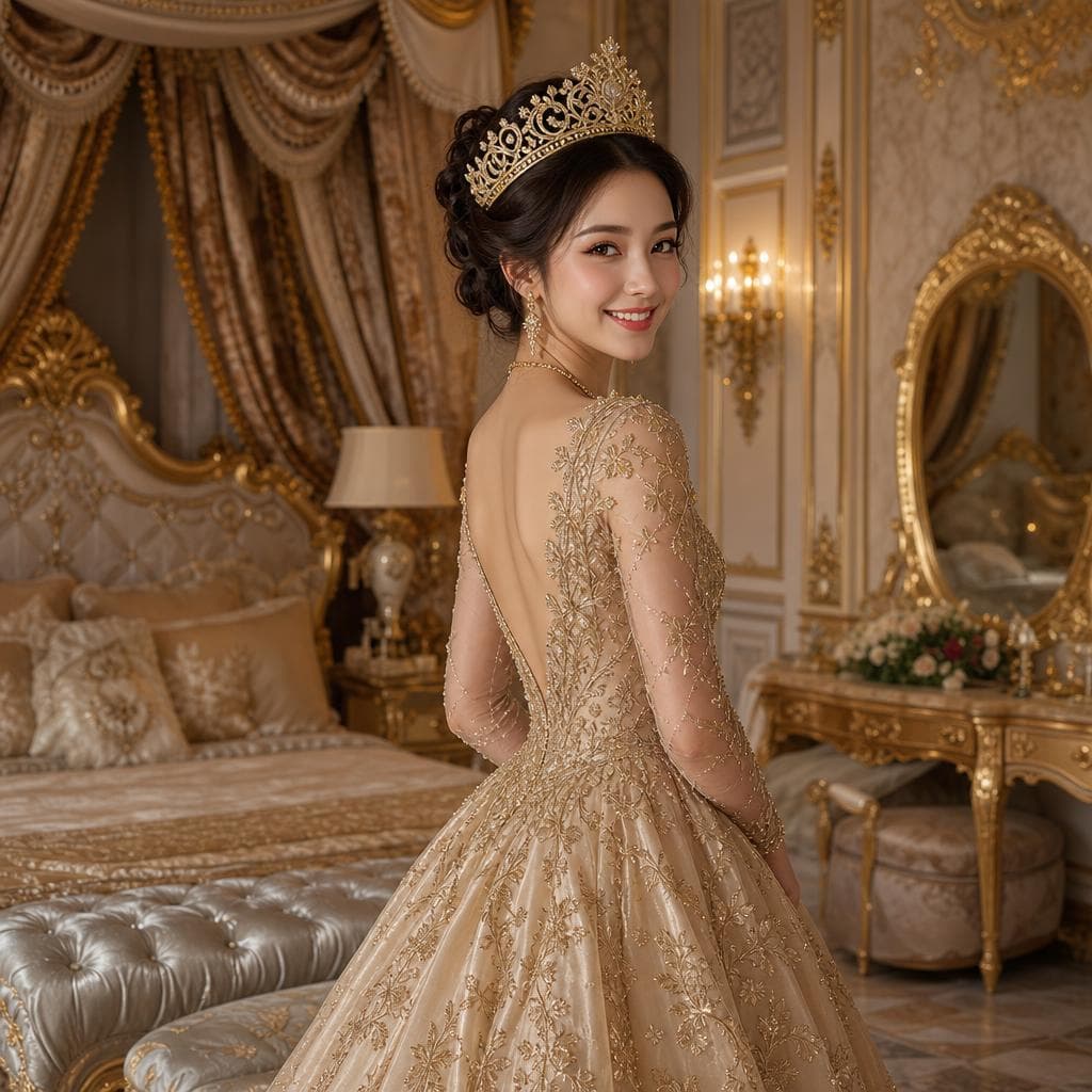 AI generated: ((best quality)), (masterpiece), (realism), high resolution ,8k, radiant smile, magnificent queens r...