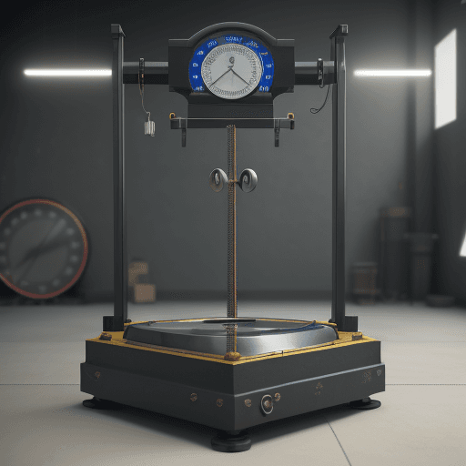 AI generated: High quality, realistic mechanic weighing machine that says theory on one side and Practice on the o...