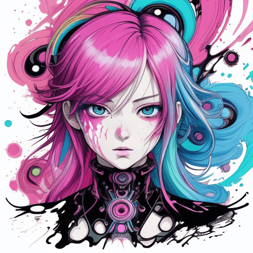 AI generated: anime drawing art, in the style of crisp neo-pop illustrations, swirling colors, bold and colorful p...