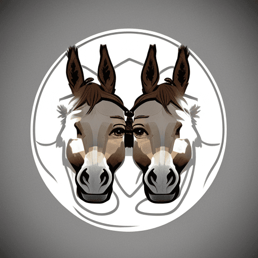 AI generated: Two donkey logo. Upside down
