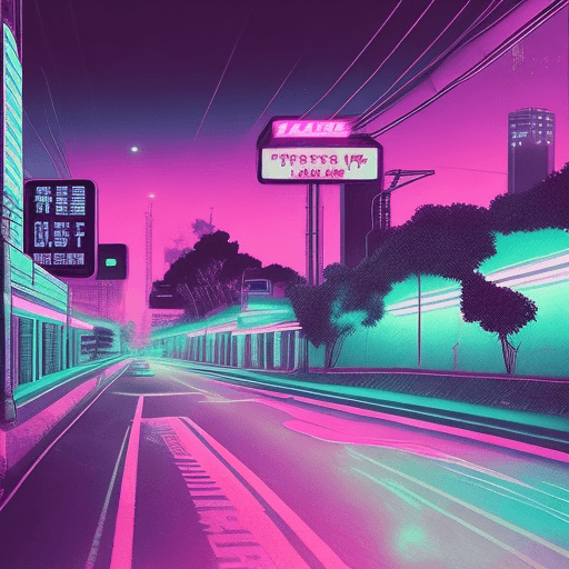 AI generated: lofi hiphop vaporwave late night highway vibe photoreal intricate detail
