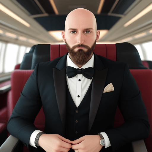 AI generated: 35 YEARS OLD, BALD, BEARD AND FANCY BUSSINESMEN
