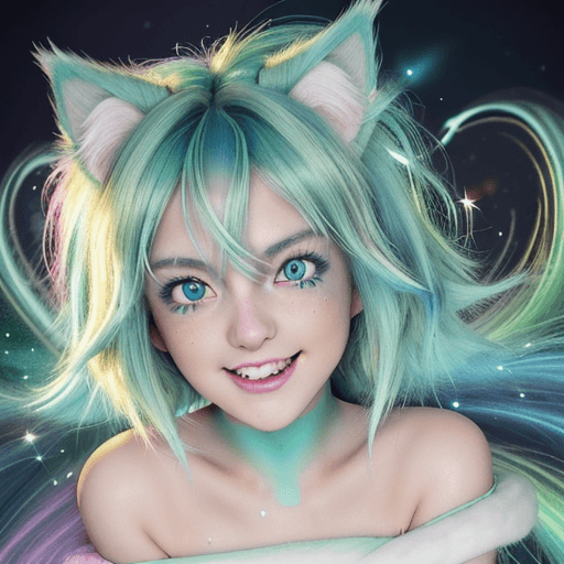 AI generated: HD, 3D, Realistic, Hyper intricately detailed face and expressive eyes, Anime Cat Girl, Happy Smilin...