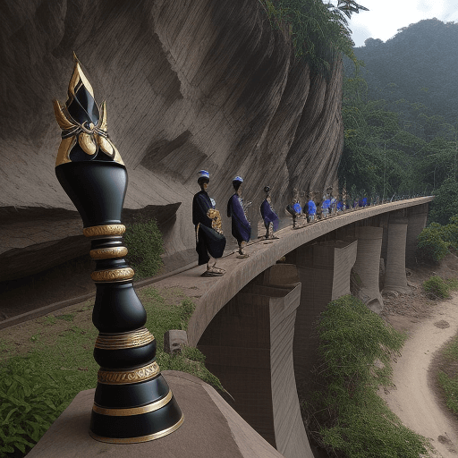 AI generated: Keris, bilah berkelok-kelok seperti ular, bentuk yang sangat indah, besi berwarna hitam