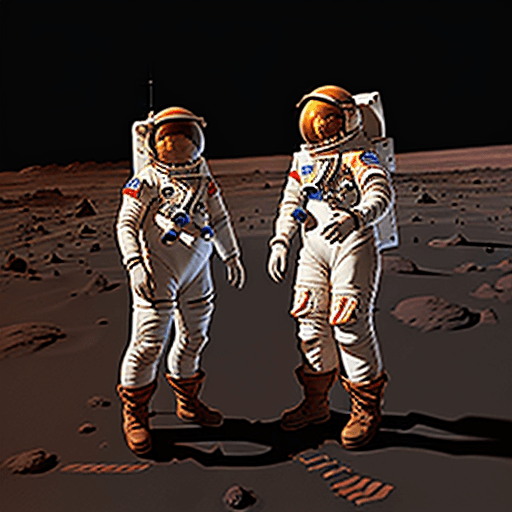 AI generated: Two astronauts on mars.