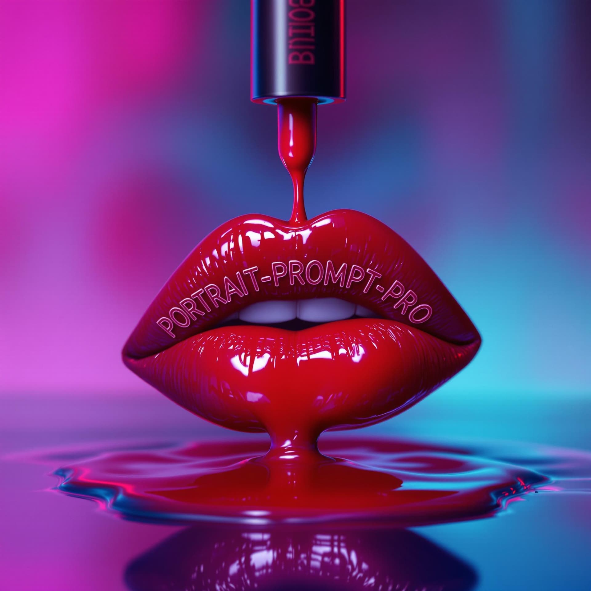 AI generated: MAKE THIS {
  "scene": "High-fashion surreal lipstick concept",
  "setting": {
    "location": "S...