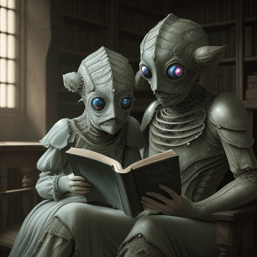AI generated: A photo of two bacterias with eyes reading a book, atmosphere; 8k, intricate detail, photorealistic,...