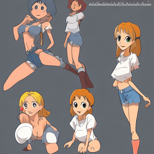 AI generated: brandi love character animation sheet in studio ghibli art style