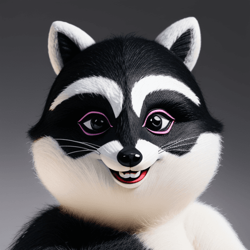AI generated: front face image of happy racoon stuffed toy, black and shiny eyes, vivid and natural, a toy very si...