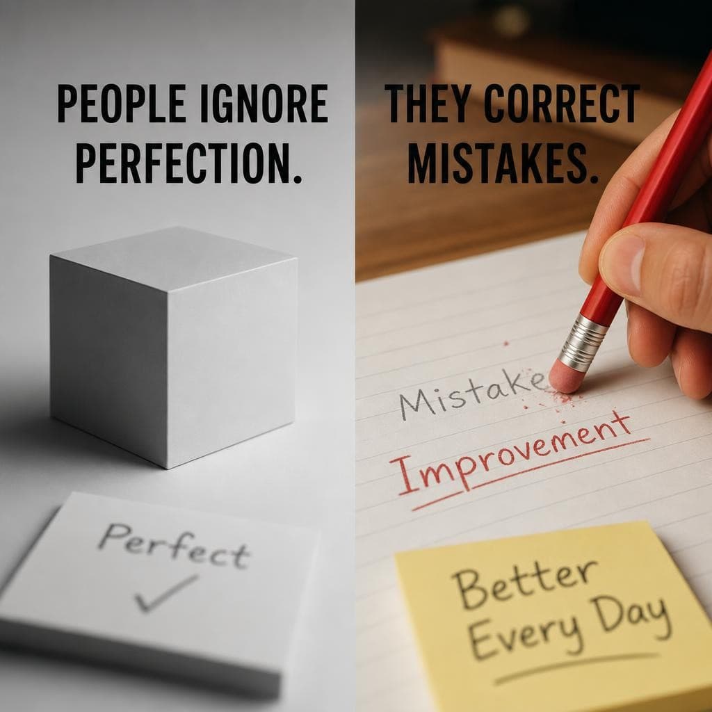 AI generated: People ignore perfection. They correct mistakes.