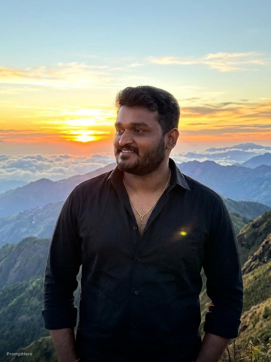 AI generated: Beautiful sunset over mountains, I’m standing