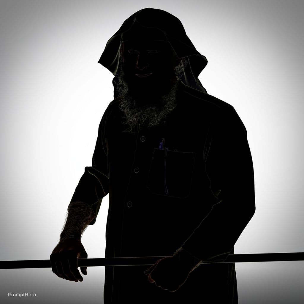 AI generated: A man in his fifties, completely naked and very hairy.
