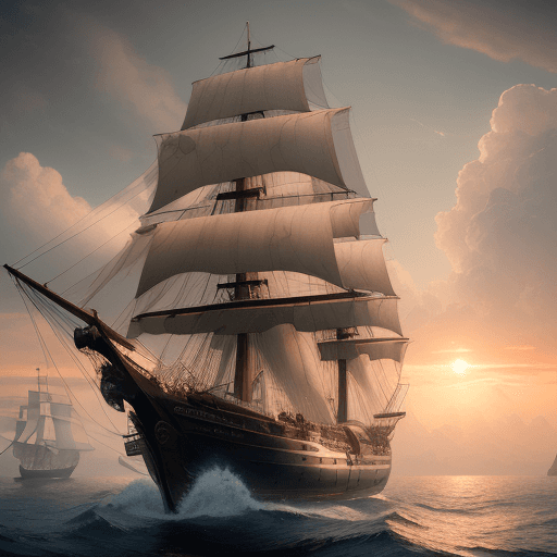 AI generated: Photo of a ultra realistic sailing ship, dramatic light, pale sunrise, cinematic lighting, battered,...