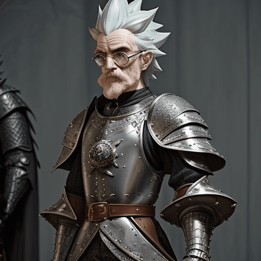 AI generated: General aspect:
Heimerdinger wears medieval armor modified with engineering details. His outfit is d...