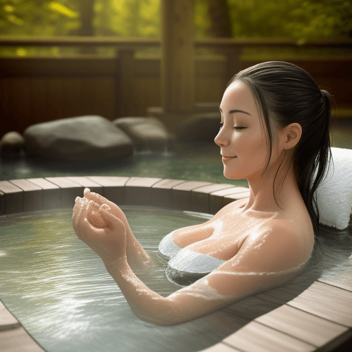AI generated: Capture a moment that reflects a healthy lifestyle, such as a real woman outdoors, relaxing in a spa...