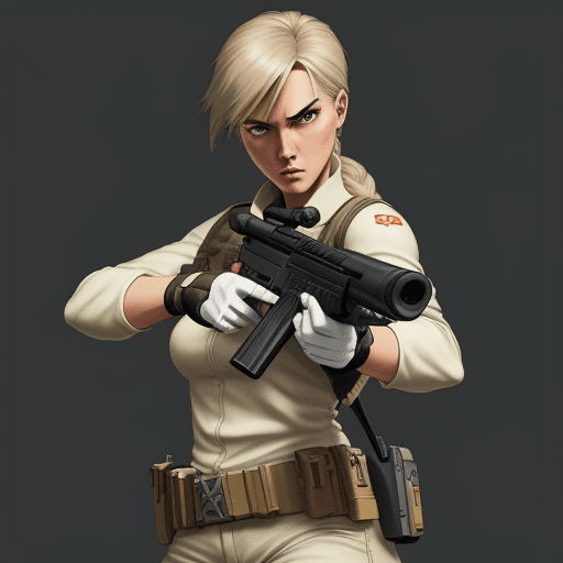 AI generated: an image of an animation character holding a gun, in the style of womancore, comic art, realistic oi...