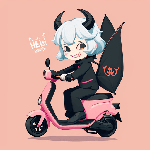 AI generated: Design a cute and playful vector logo for Hellivery, showcasing a small, smiling demon on an electri...