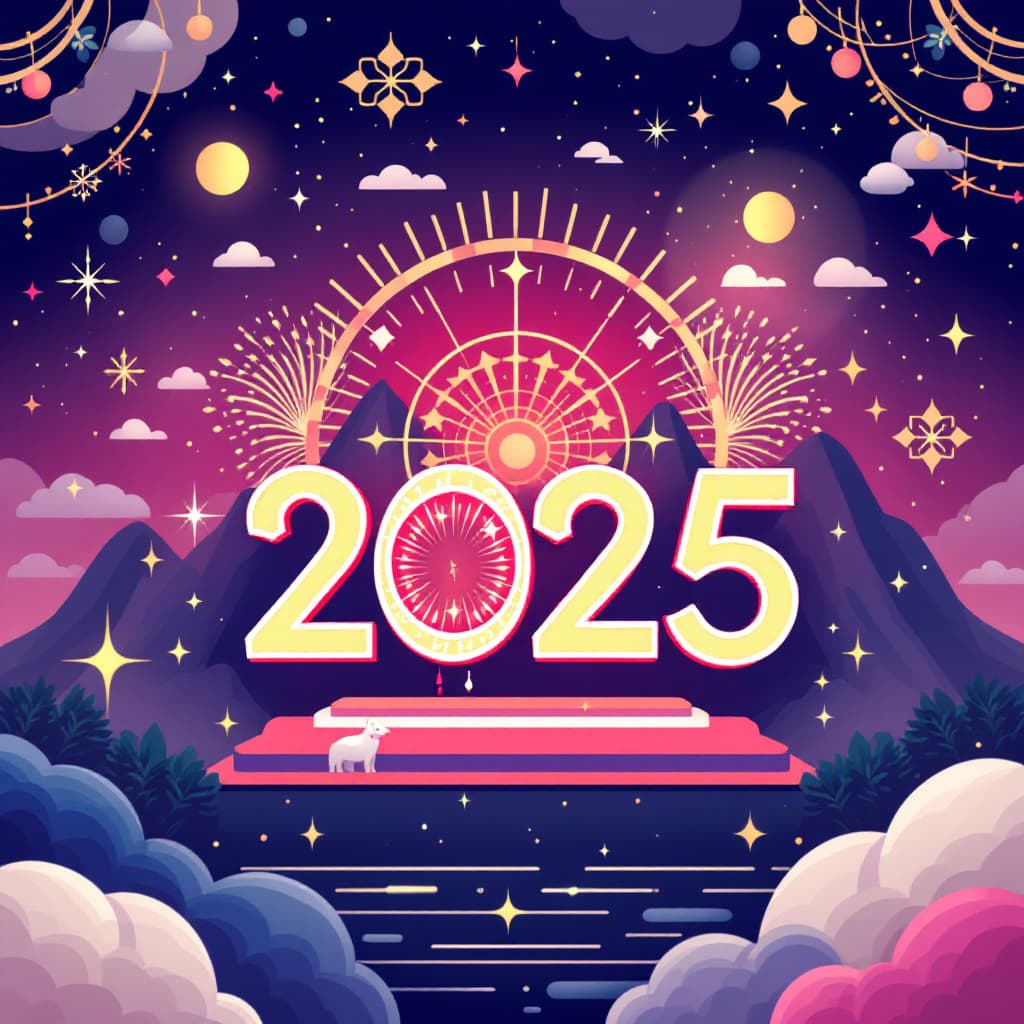 AI generated: new year festival celebration icon for 2025


