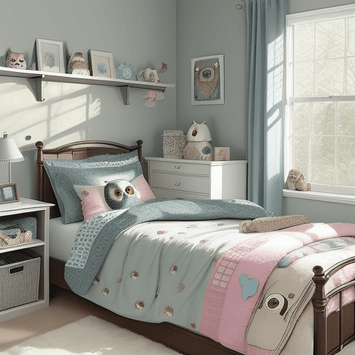 AI generated: a beautiful owl themed bedroom
