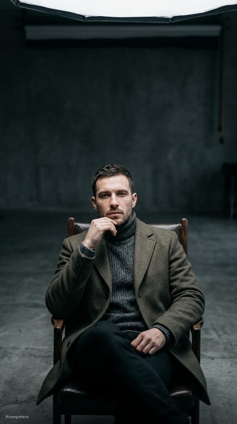 AI generated: high-end portrait photography, editorial studio photography, cinematic color grading, vertical compo...