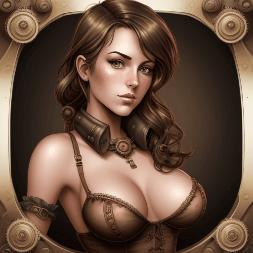 AI generated: Steampunk Portrait of Jenna Jamison in a small lingerie, detailed, comic style