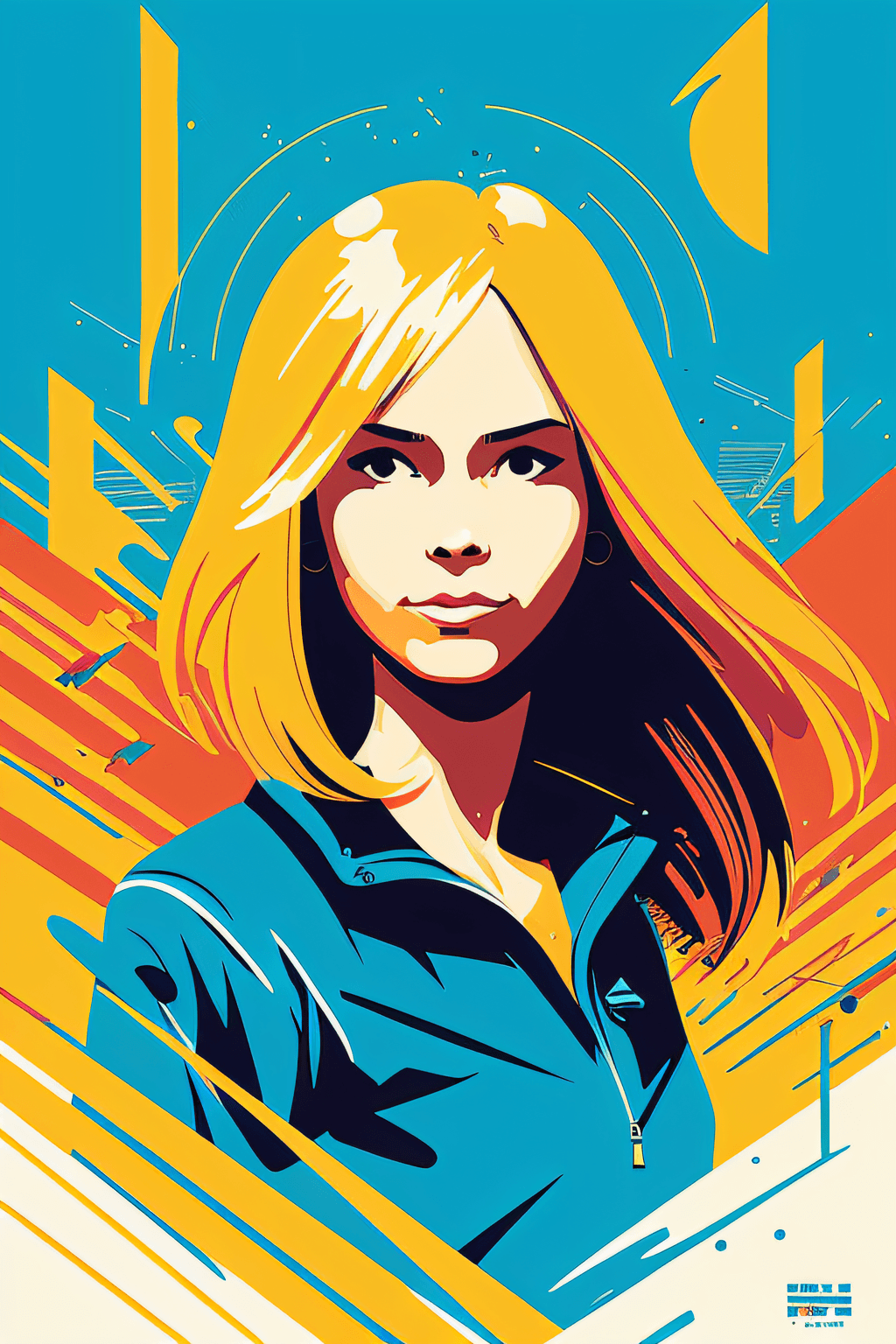 AI generated: 1 girl vector art, abstract by John Berkey