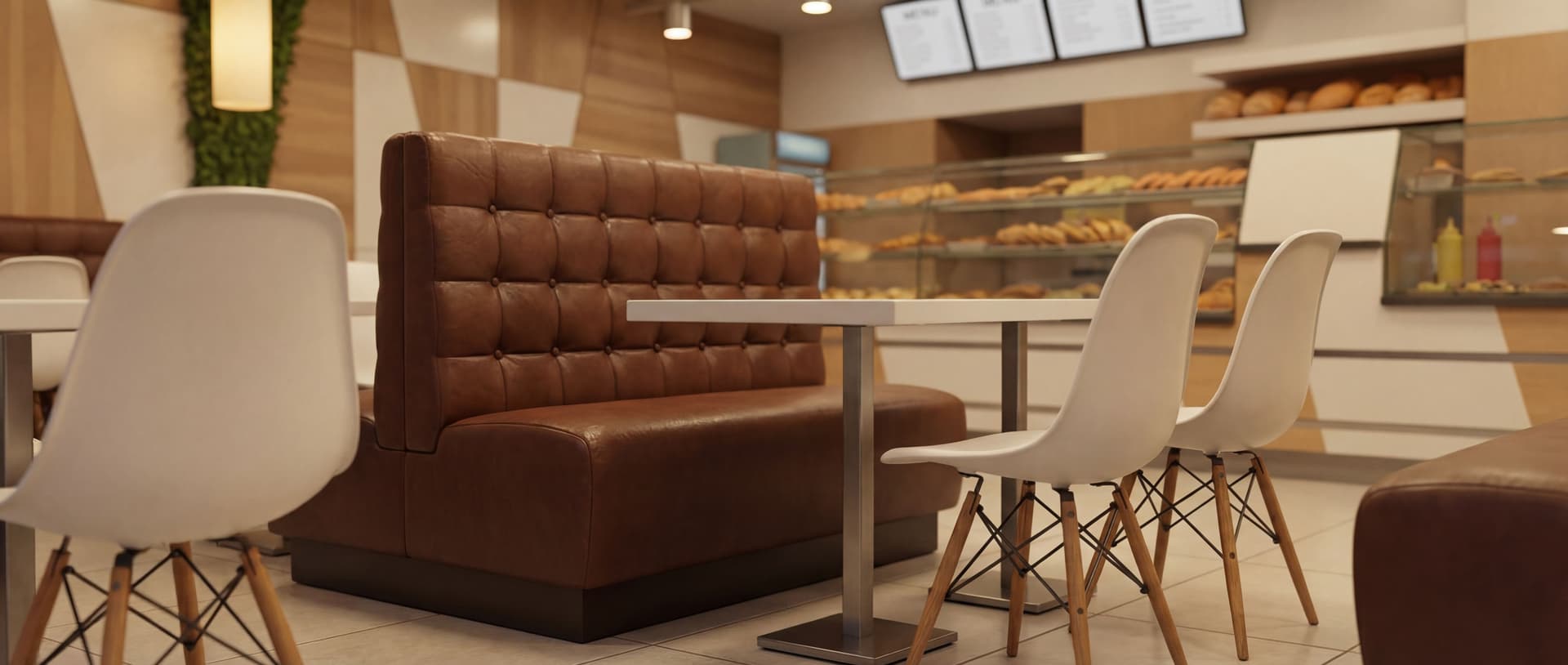 AI generated: create a close up angle close-shot of one of the built-in chairs and stands with regular chairs. 