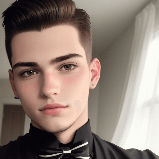 AI generated: Selfie, young man, shaved face.