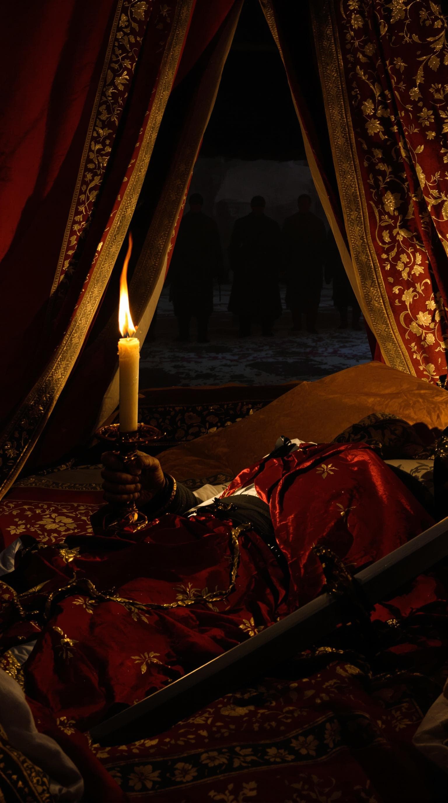AI generated: First-person POV, I am inside the tent, fallen to the ground, my body heavy with exhaustion. The dim...