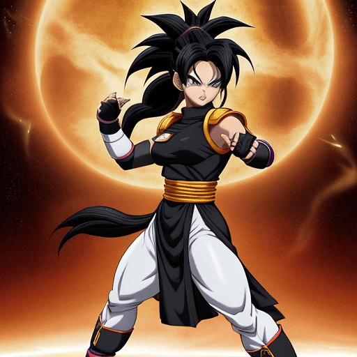 AI generated: a full body portrait of a single female character beautiful fierce Saiyan warrior from (((((Dragon B...