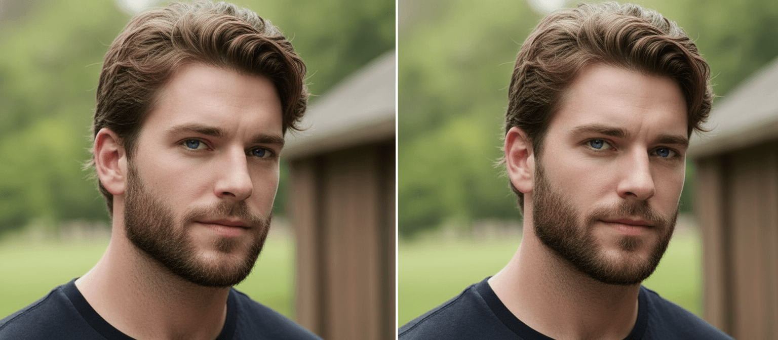 AI generated: Consolidate both faces to make one strong, beautiful young face. 