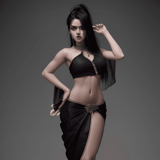 AI generated: Ino, very sultry look, so hot girl, beautiful charismatic girl, so hot shot, showing piercing, athle...