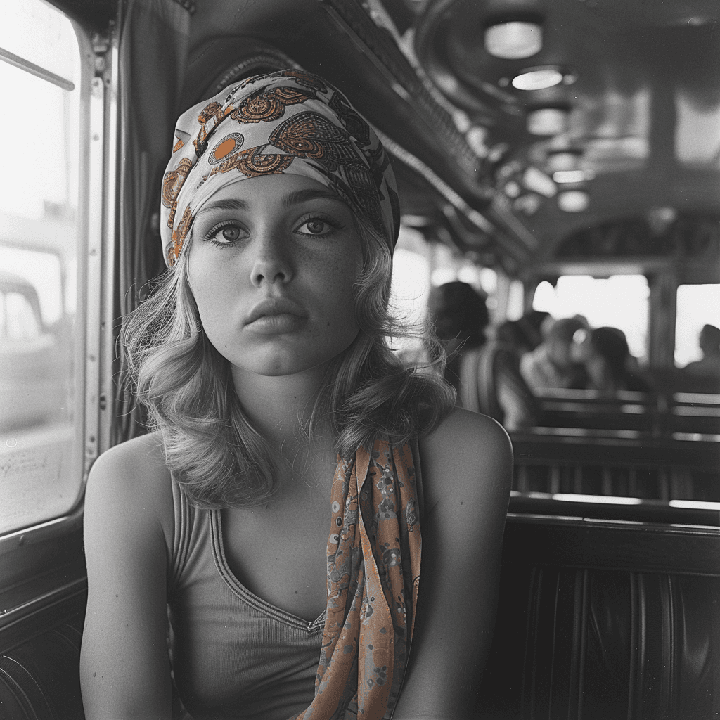 AI generated: candid photography, a teenager in the 70s --s 750 --v 6.0