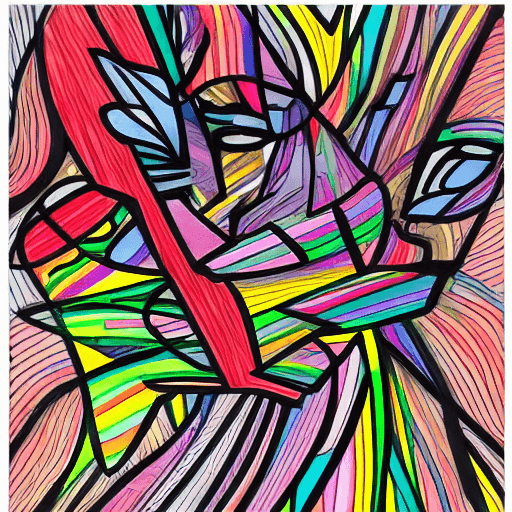 AI generated: En So, in the style of bold colorful lines, made of wire, flawless line work, captivating portraits,...