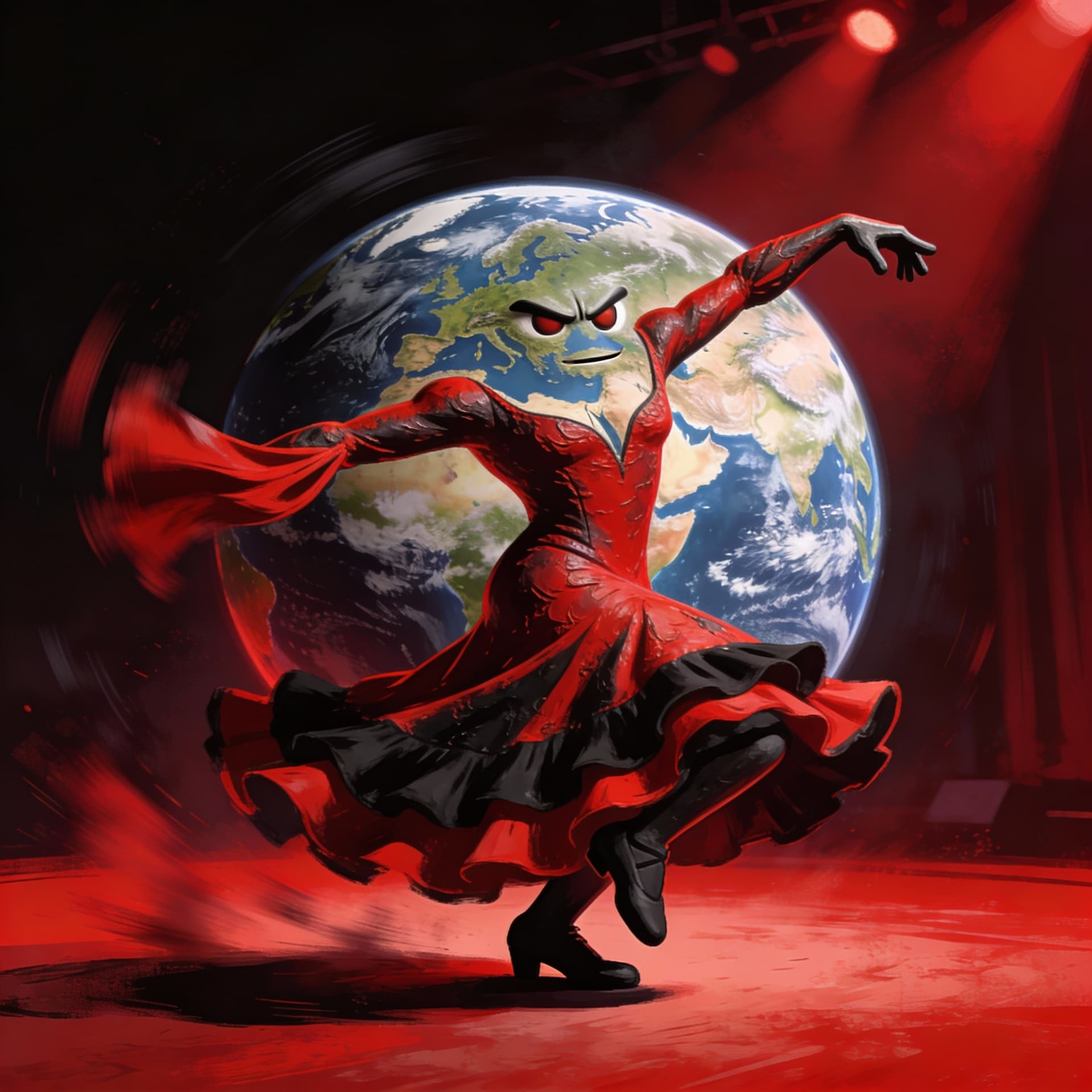AI generated: un planeta tierra que baila flamenco y no va de broma