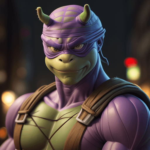 AI generated: Donatello from Teenage Mutant Ninja Turtles, professional portrait, hyper realistic, ultra detailed ...