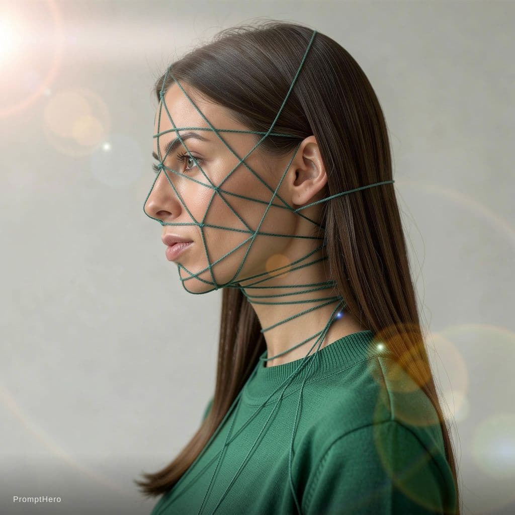 AI generated: Photo-realistic artistic portrait of a young woman in profile view, with delicate facial features an...