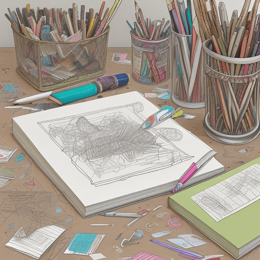 AI generated: Create a dynamic and expressive one-line drawing that captures the eclectic charm of a scattered col...
