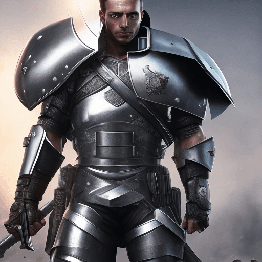 AI generated: High resolution Photo of a ultra realistic A nanotechnically enhanced supersoldier   w a sword as a ...