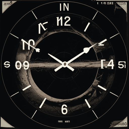 AI generated: An analog clock in the air showing 11:55 pm, earthquake images, war images, strike images, crime ima...