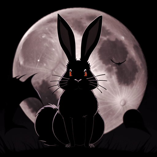 AI generated: "Draw a terrifying rabbit singing, with a full moon behind it, in a cartoon style. The rabbit should...