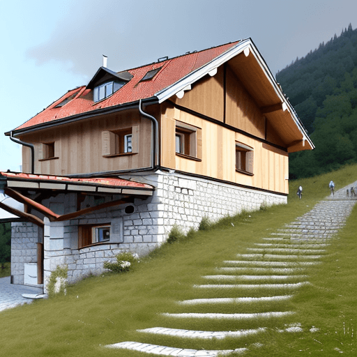 AI generated: mesto na veľkom kopci, mesto má okolo bieloružové stromy